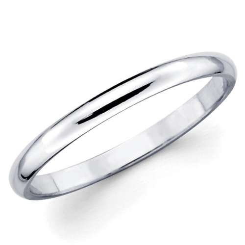 Solid 14K White Gold 2mm 3mm 4mm 5mm 6mm Comfort Fit Men W..